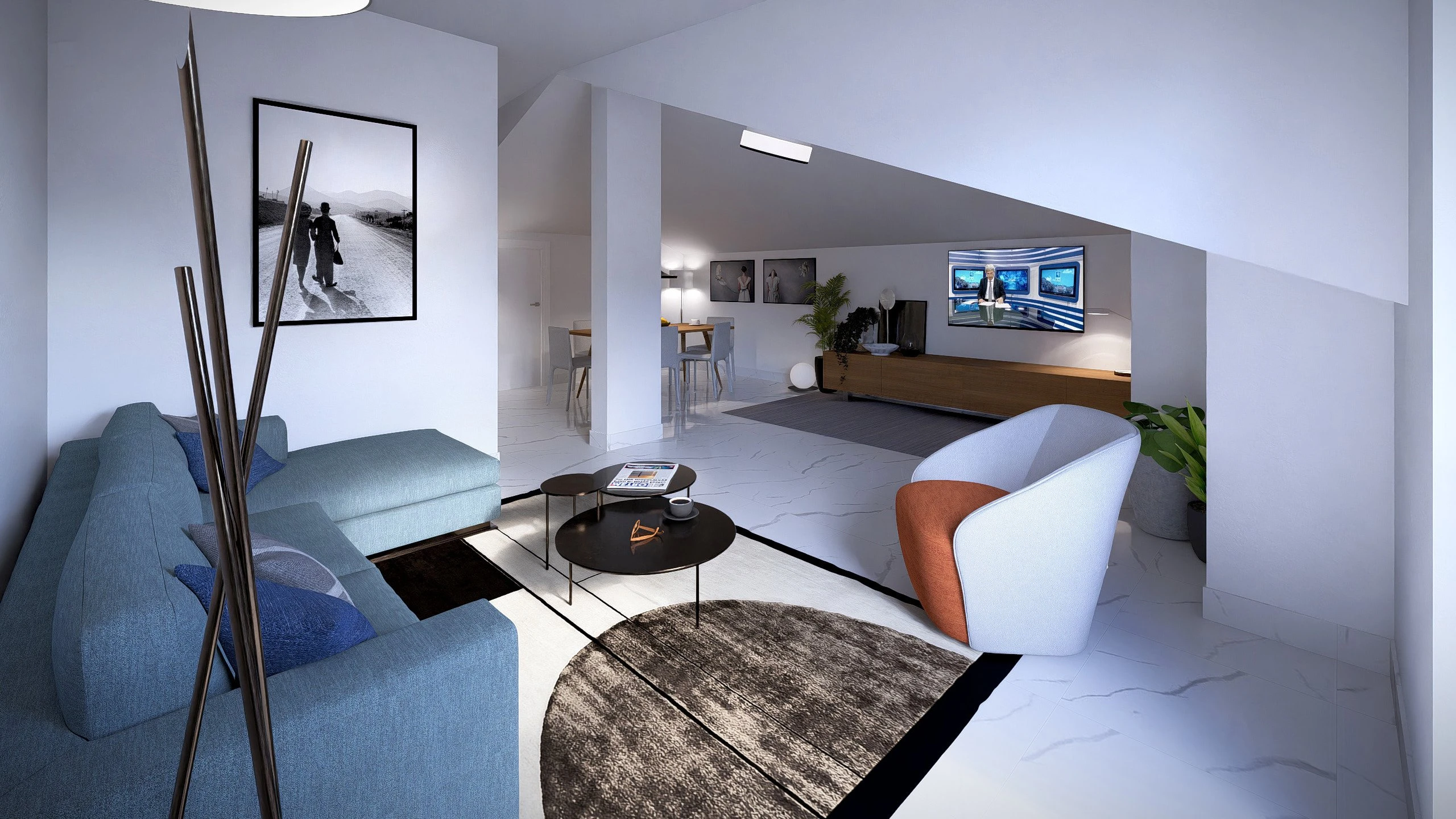 SOGGIORNO SALA DA PRANZO ATTICO RISTRUTTURATO VIA MONTOGGIO 31