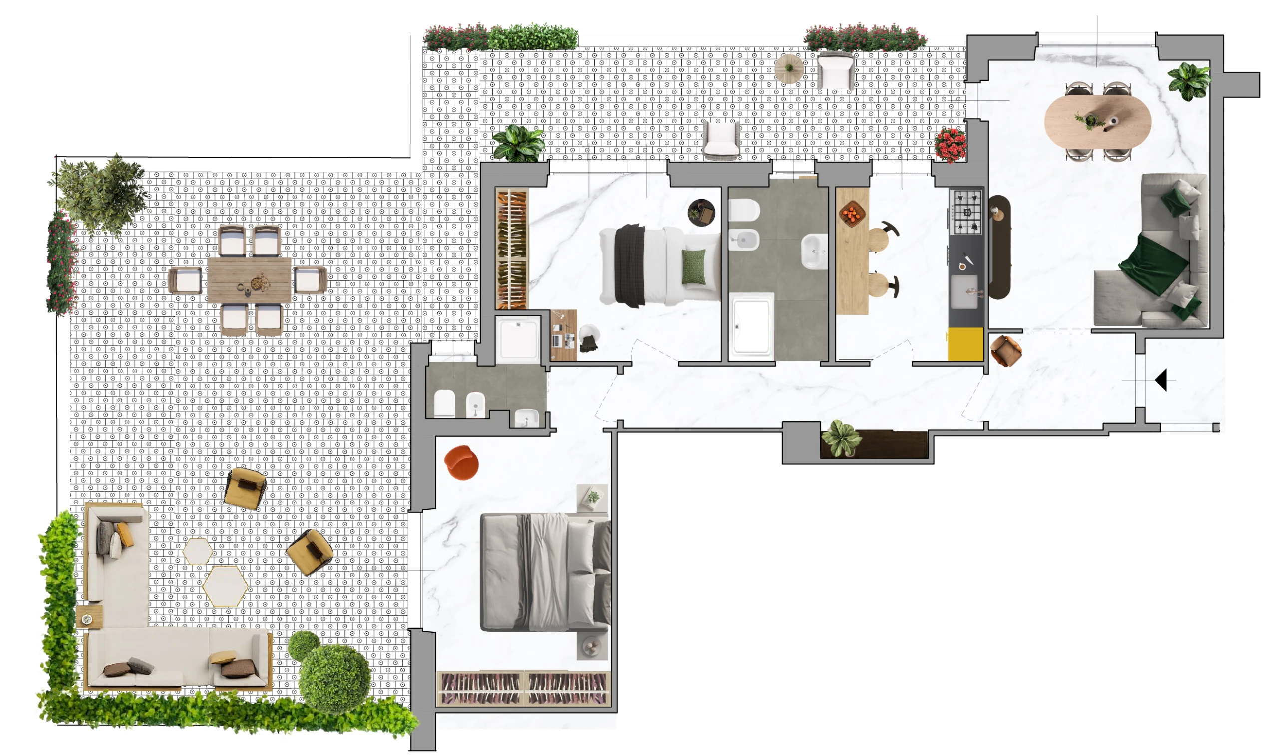 planimetria trilocale via Montoggio 31